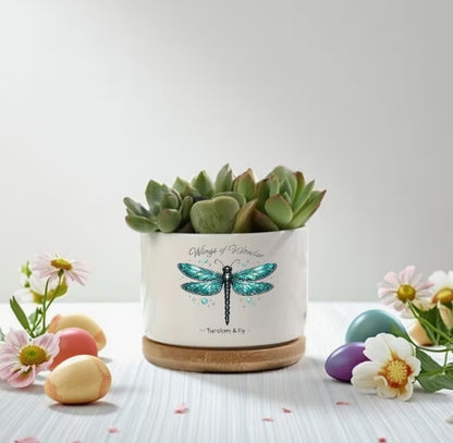 Wings of Wonder Dragonfly Ceramic Flower Pot, Transform & Fly Planter