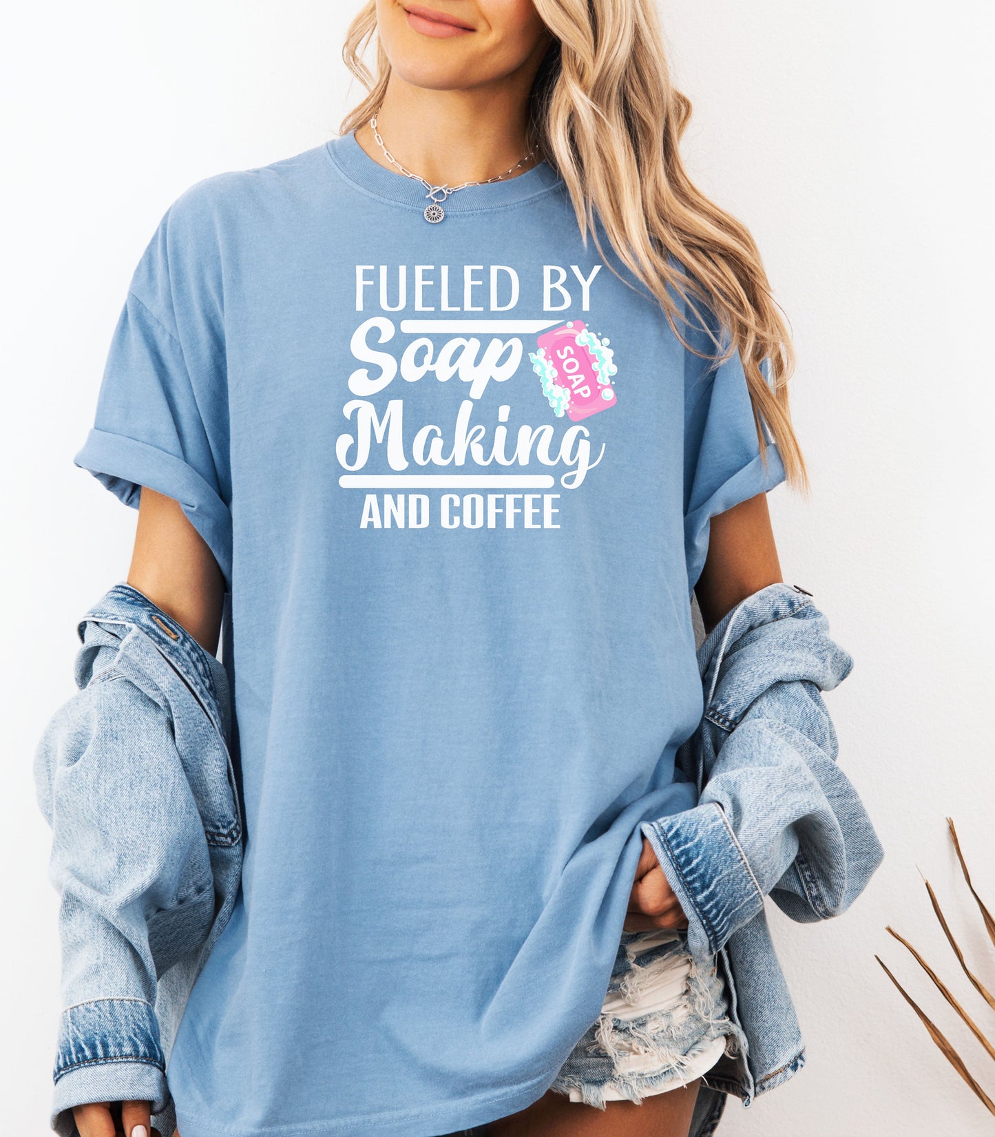 Fueled by Soap Making and Coffee T-Shirt, Fun Gift for Crafters & Artisans