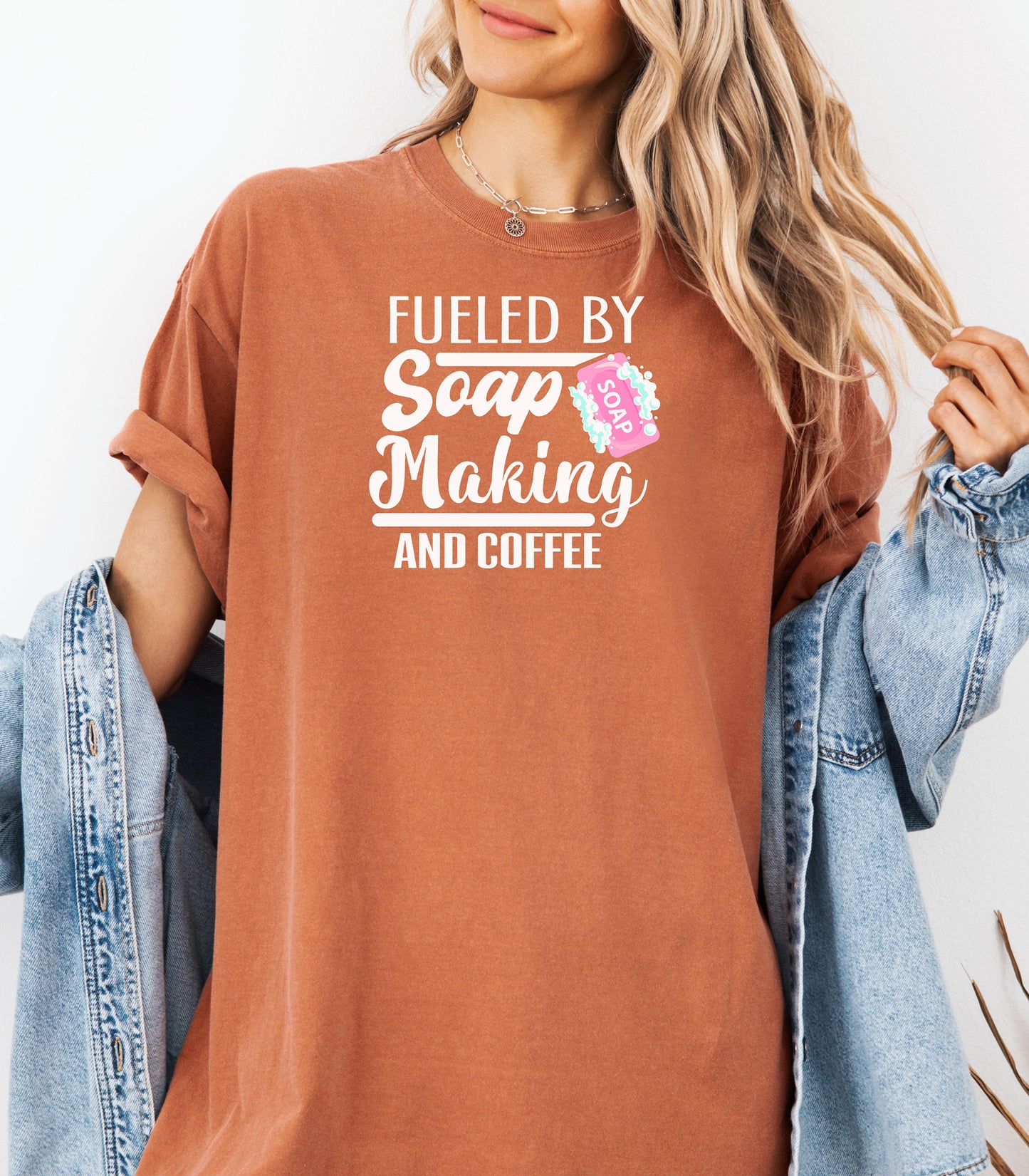 Fueled by Soap Making and Coffee T-Shirt, Fun Gift for Crafters & Artisans