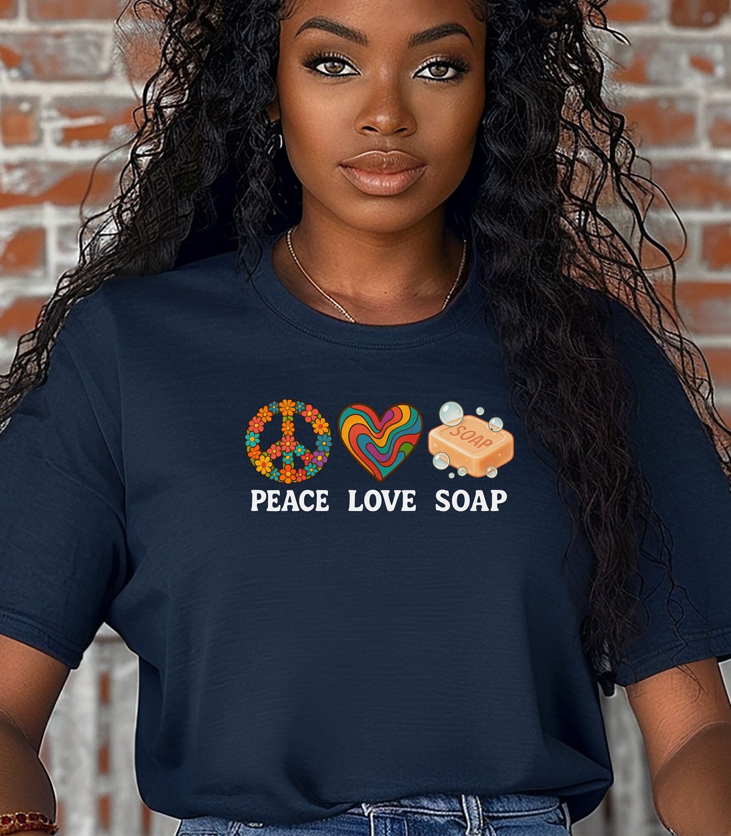 Peace Love Soap T-Shirt, Retro Hippie Design for Handmade Soap Makers