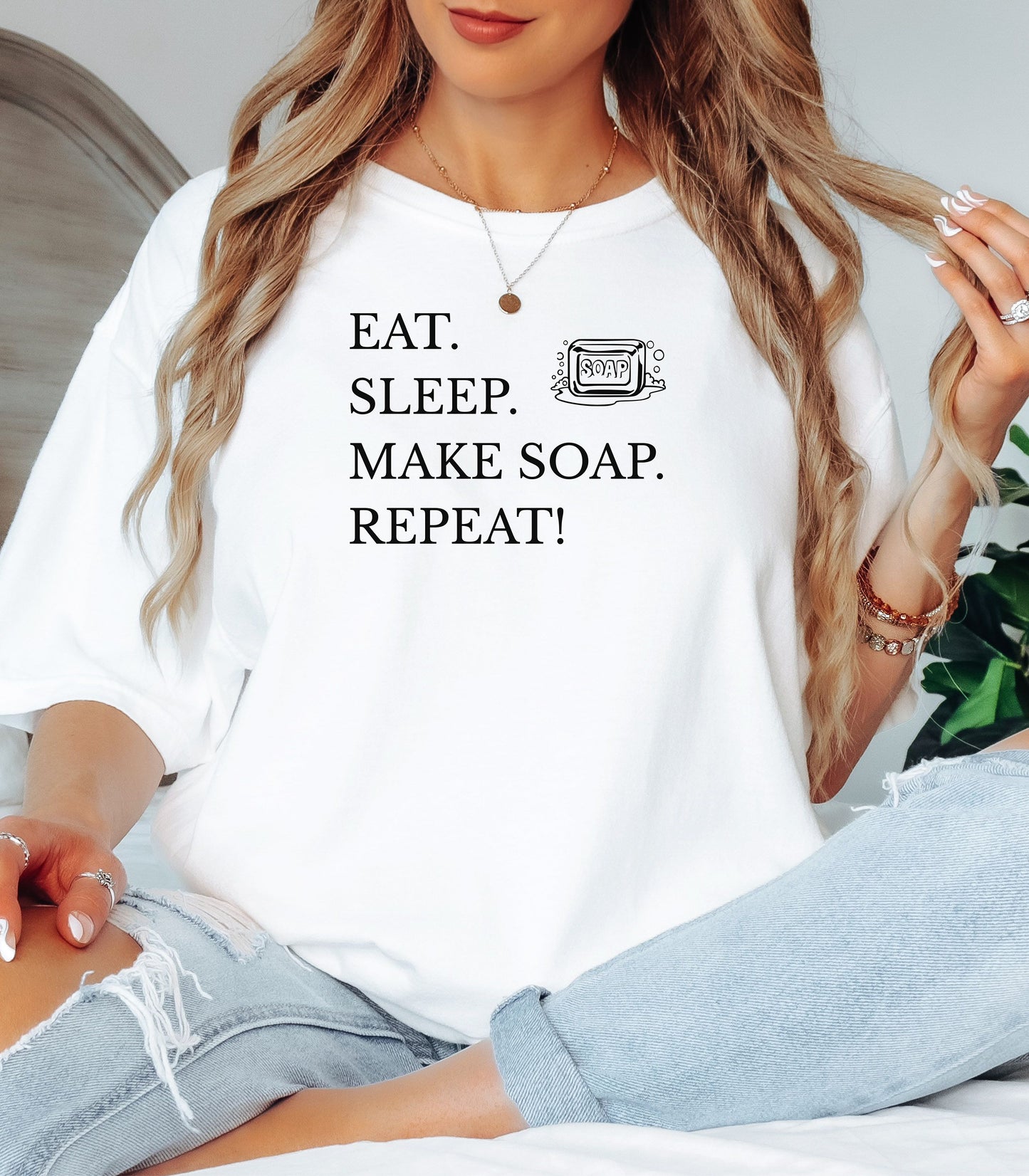 Eat Sleep Make Soap Repeat T-Shirt,  Funny Gift for Soap Makers & Artisans