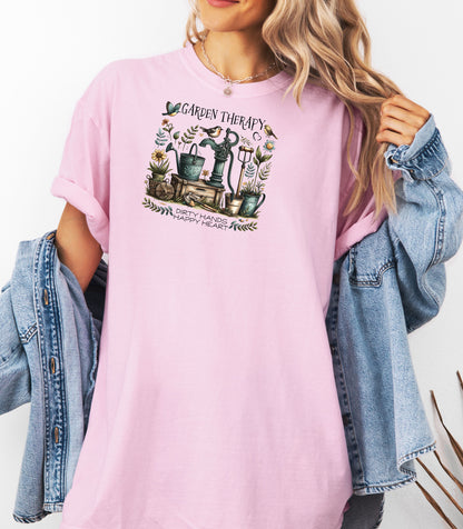 Garden Therapy Shirt, Dirty Hands Happy Heart Spring Nature T-Shirt