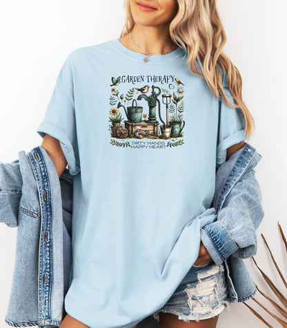 Garden Therapy Shirt, Dirty Hands Happy Heart Spring Nature T-Shirt