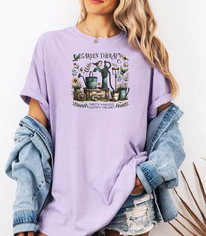 Garden Therapy Shirt, Dirty Hands Happy Heart Spring Nature T-Shirt
