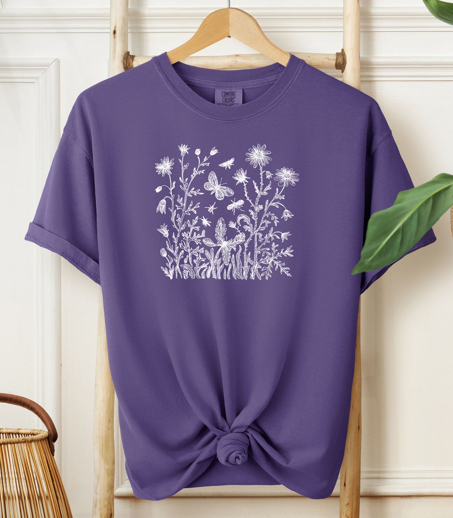 Wildflowers and Butterflies Shirt, Wildflower Meadow Tee, Botanical Nature Spring Garden T-Shirt