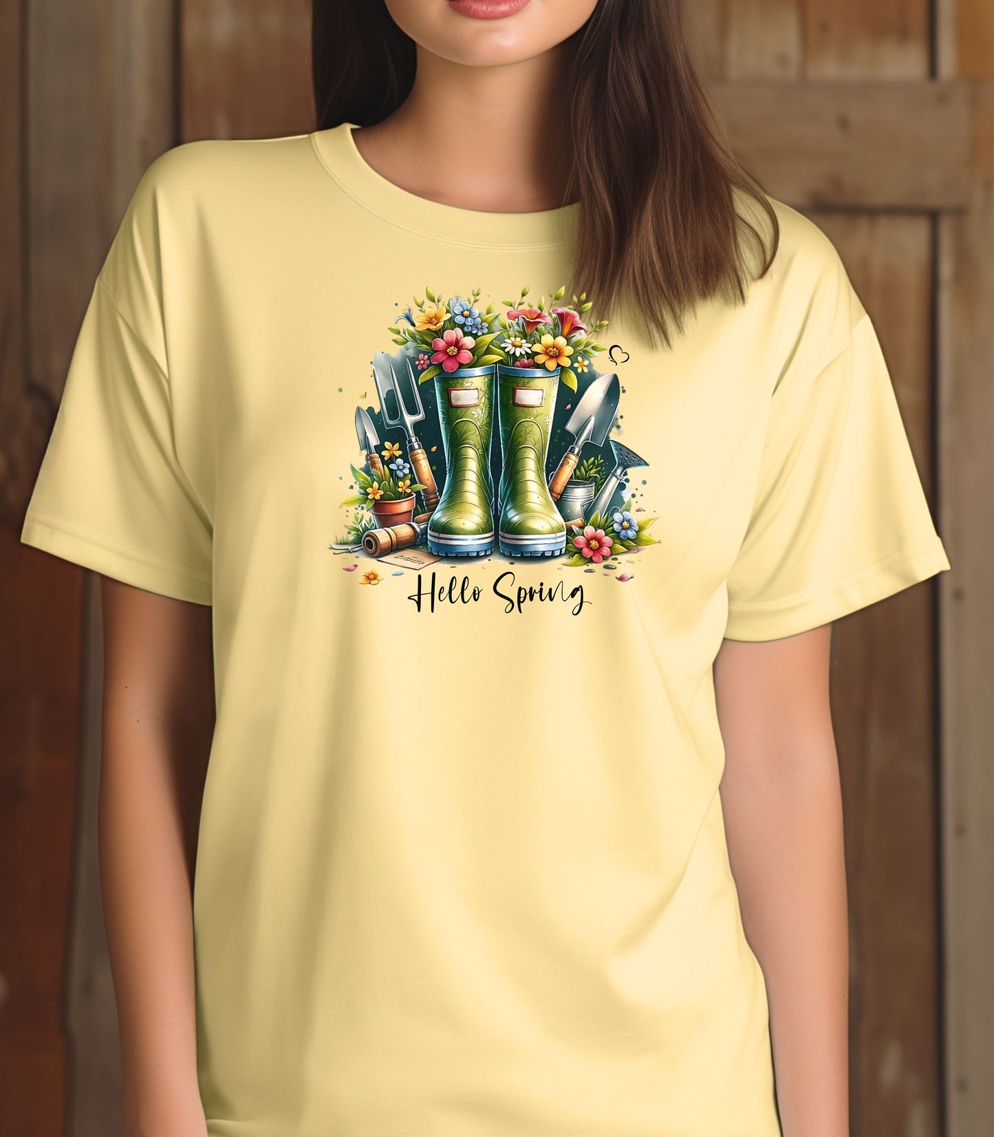 Hello Spring Gardening Shirt, Floral Rain Boots Garden Lover T-Shirt