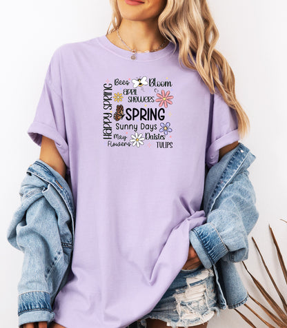Happy Spring Shirt, Bees Bloom April Showers Floral Butterfly T-Shirt
