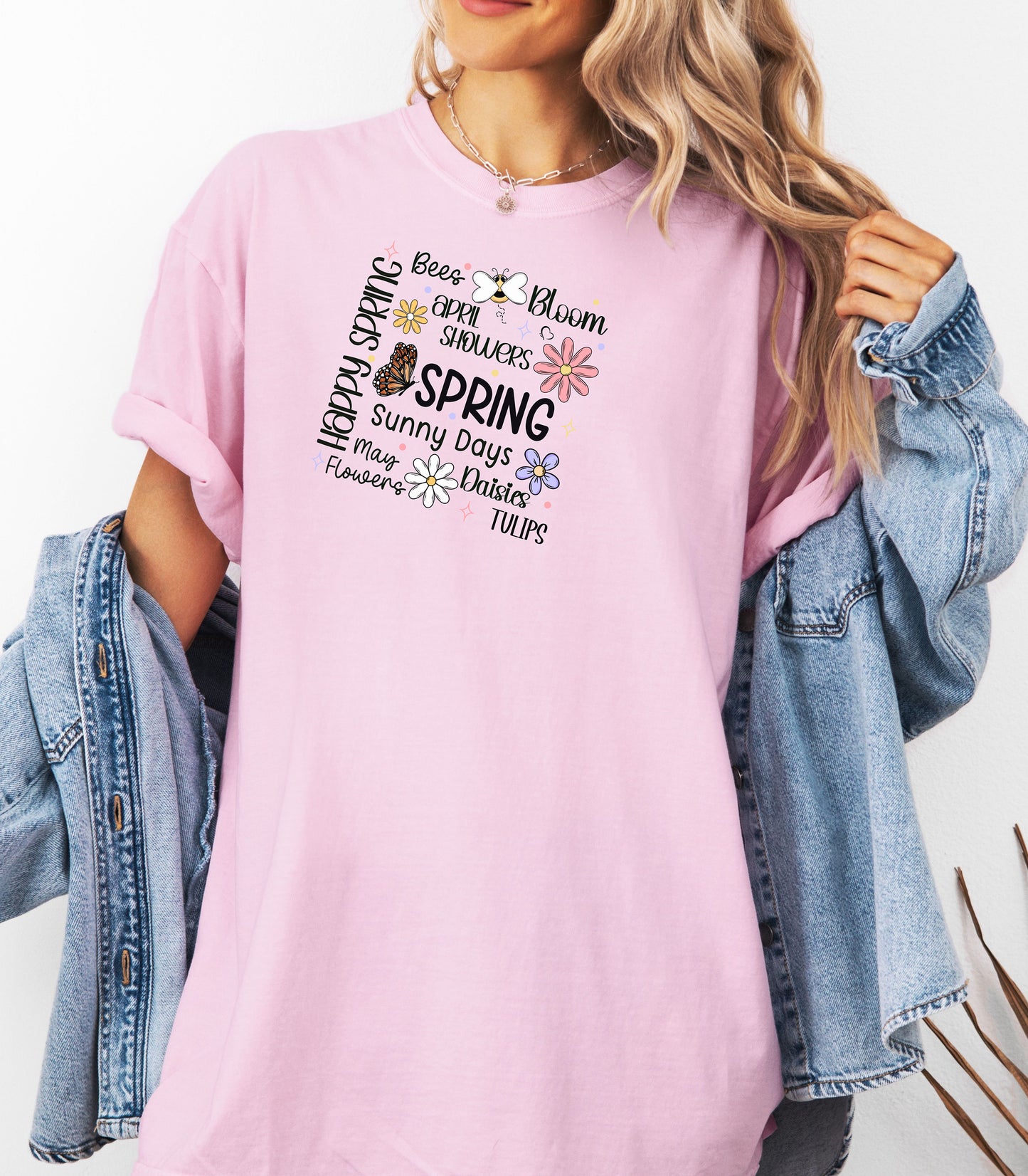 Happy Spring Shirt, Bees Bloom April Showers Floral Butterfly T-Shirt