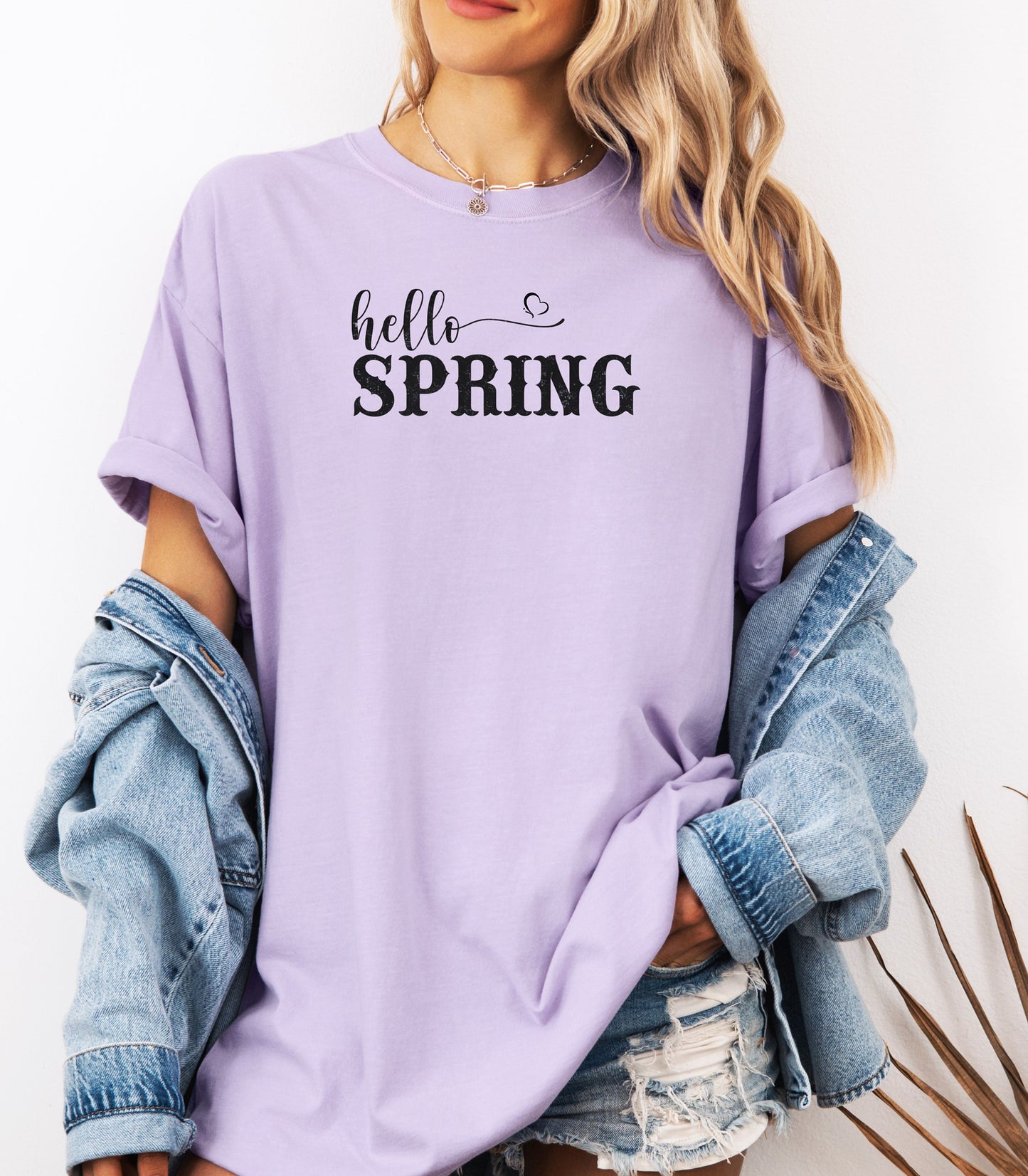 Hello Spring T-Shirt | Handlettered Script & Stencil Text