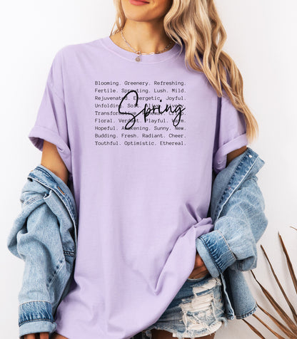 Spring Word Art Shirt, Floral Seasonal Typography Nature T-Shirt
