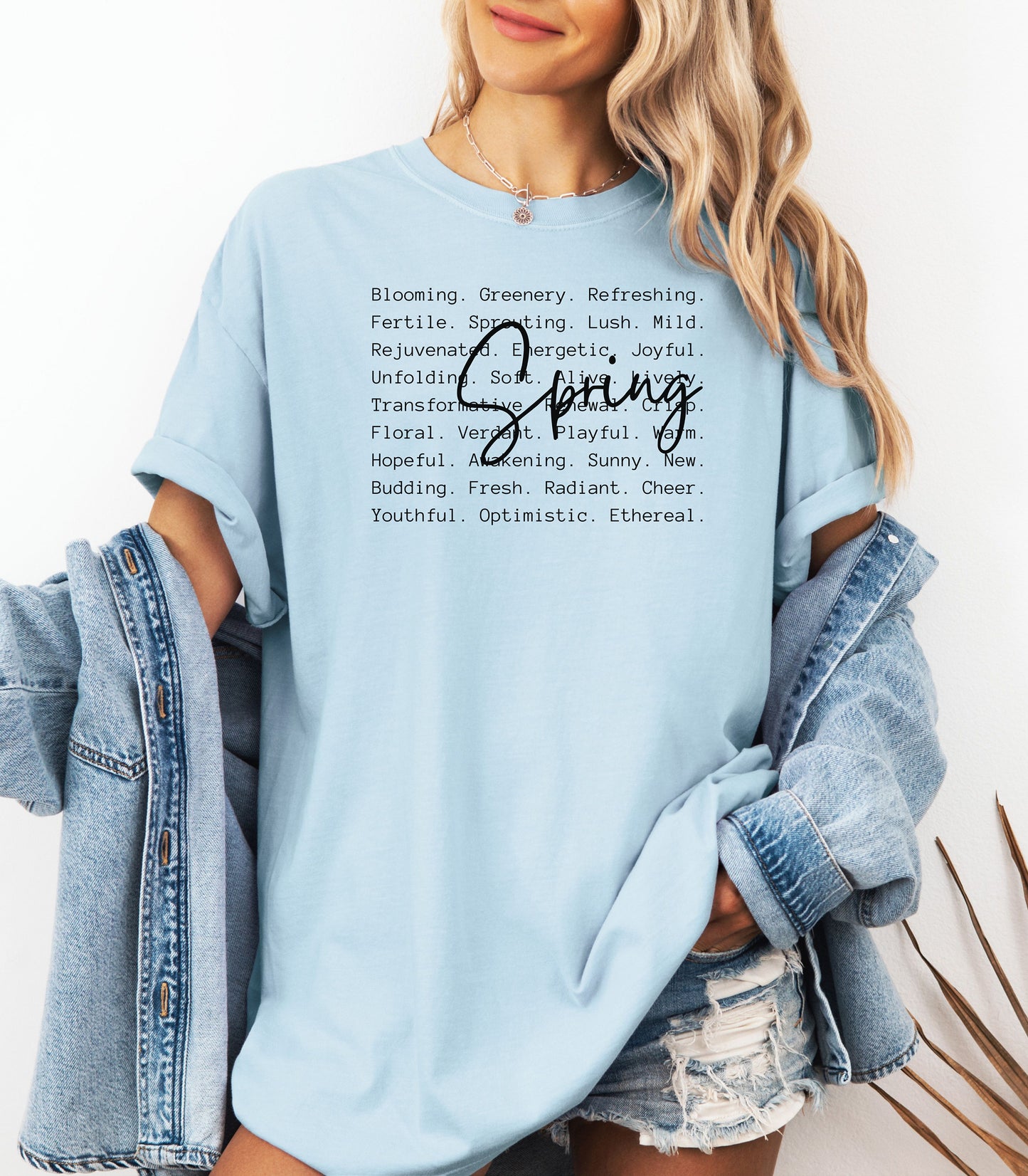 Spring Word Art Shirt, Floral Seasonal Typography Nature T-Shirt