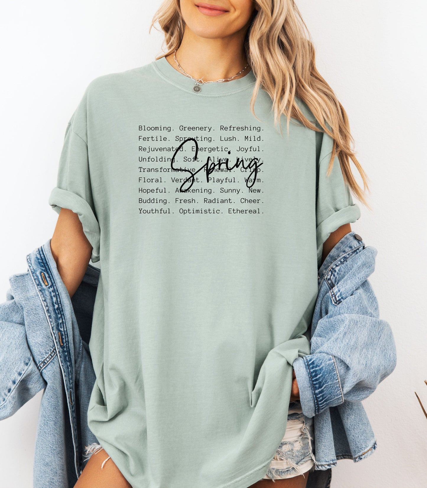 Spring Word Art Shirt, Floral Seasonal Typography Nature T-Shirt