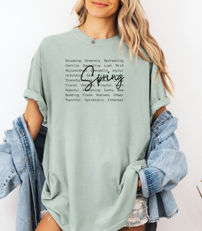 Spring Word Art Shirt, Floral Seasonal Typography Nature T-Shirt