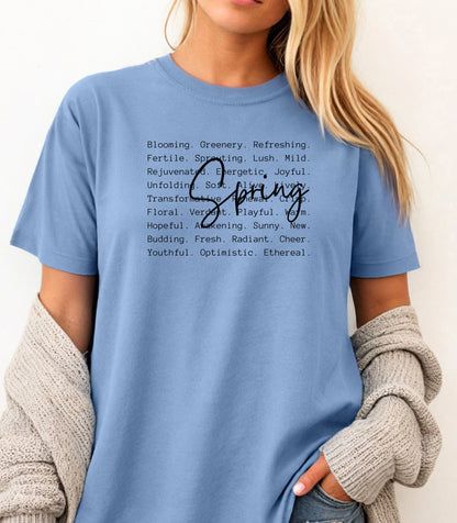 Spring Word Art Shirt, Floral Seasonal Typography Nature T-Shirt