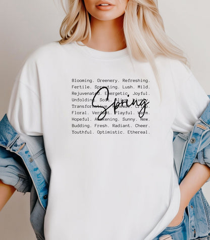Spring Word Art Shirt, Floral Seasonal Typography Nature T-Shirt