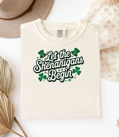 Let the Shenanigans Begin T-Shirt, St. Patricks Day Shamrock Tee