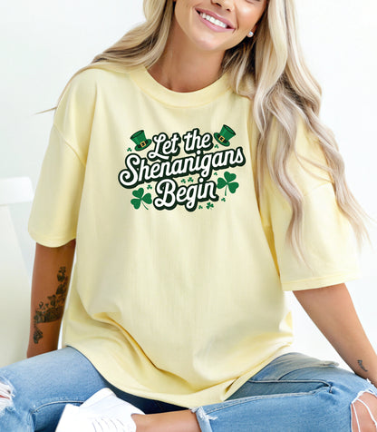 Let the Shenanigans Begin T-Shirt, St. Patricks Day Shamrock Tee