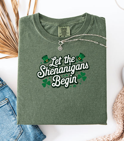 Let the Shenanigans Begin T-Shirt, St. Patricks Day Shamrock Tee