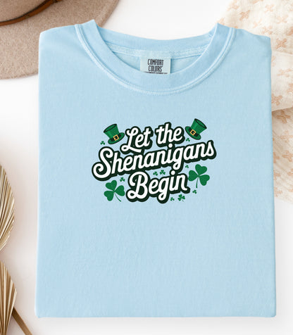 Let the Shenanigans Begin T-Shirt, St. Patricks Day Shamrock Tee