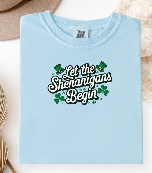 Let the Shenanigans Begin T-Shirt, St. Patricks Day Shamrock Tee