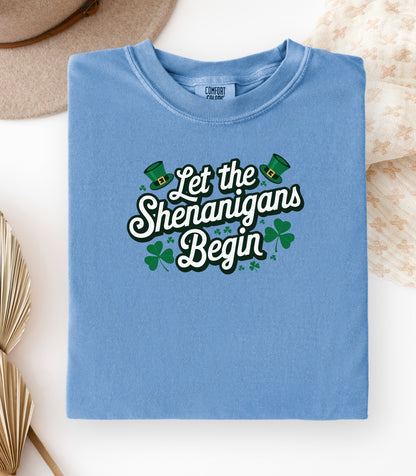 Let the Shenanigans Begin T-Shirt, St. Patricks Day Shamrock Tee