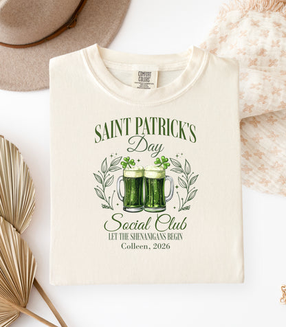 Personalized St. Patricks Day Social Club T-Shirt, Saint Patricks Day Green Beer T-shirt, St. Patricks Day Pub Club Tee