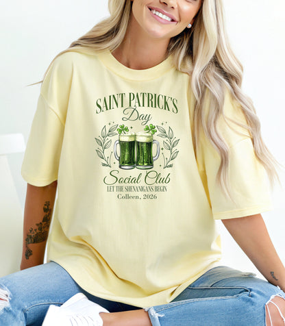 Personalized St. Patricks Day Social Club T-Shirt, Saint Patricks Day Green Beer T-shirt, St. Patricks Day Pub Club Tee