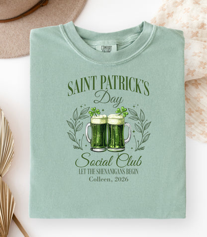 Personalized St. Patricks Day Social Club T-Shirt, Saint Patricks Day Green Beer T-shirt, St. Patricks Day Pub Club Tee