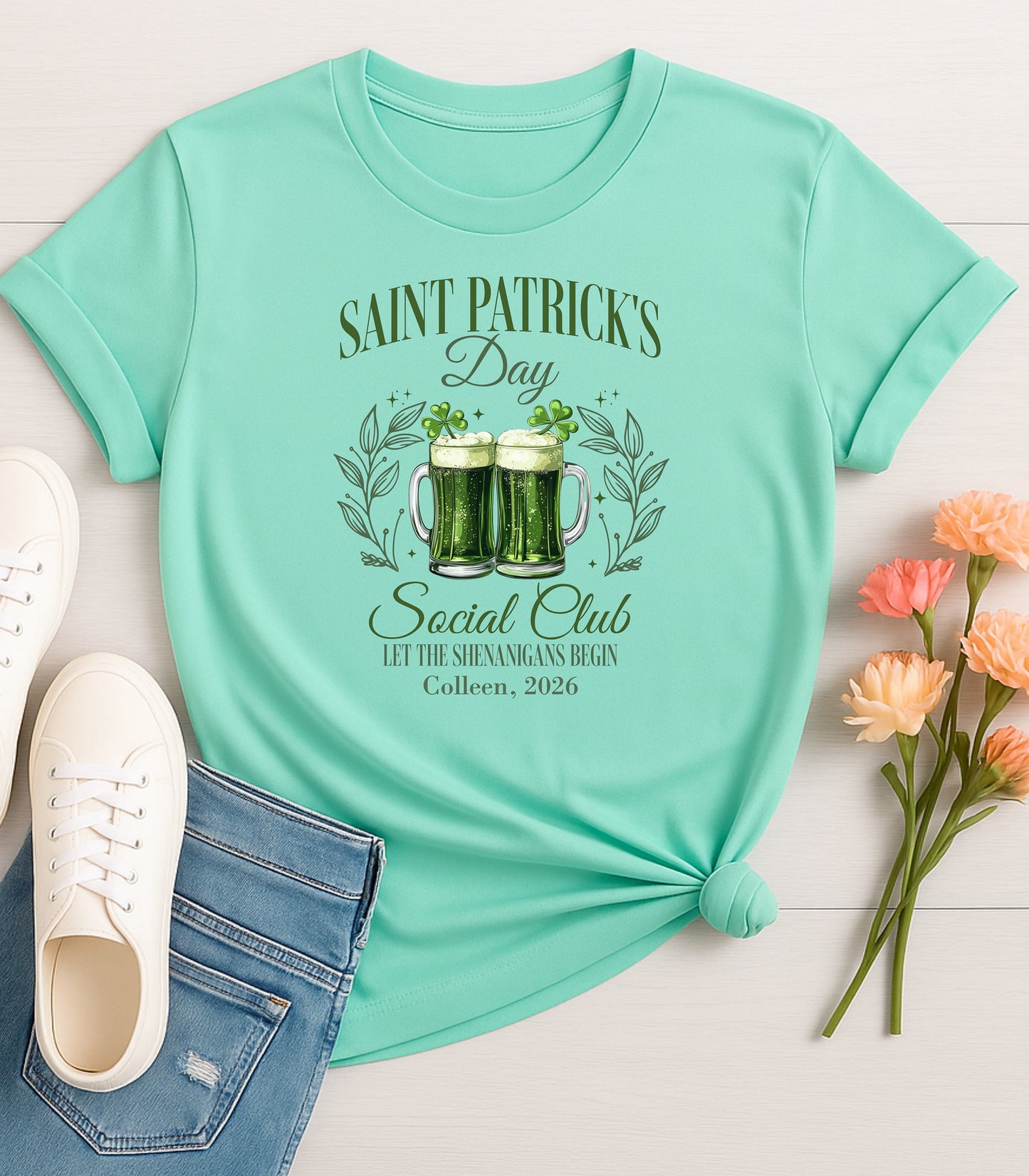 Personalized St. Patricks Day Social Club T-Shirt, Saint Patricks Day Green Beer T-shirt, St. Patricks Day Pub Club Tee
