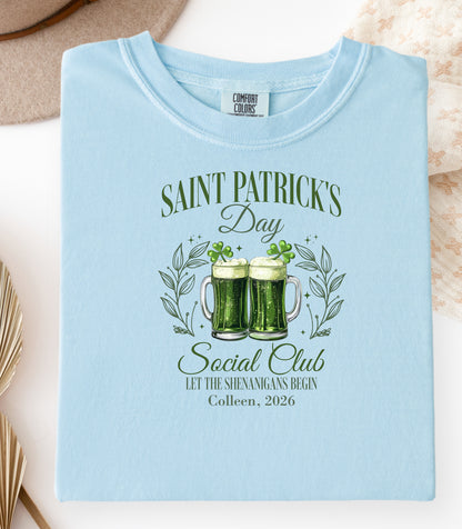 Personalized St. Patricks Day Social Club T-Shirt, Saint Patricks Day Green Beer T-shirt, St. Patricks Day Pub Club Tee
