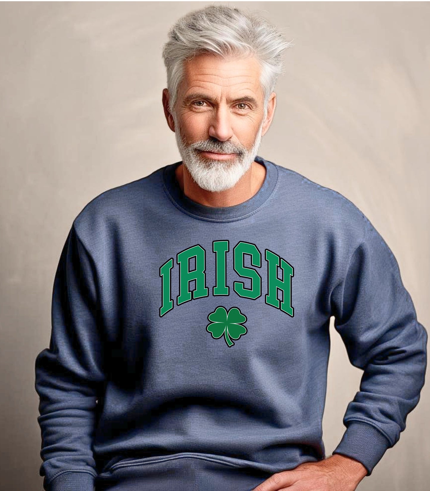 IRISH Shamrock St. Patricks Day Sweatshirt, Classic Varsity Style