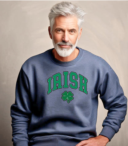 IRISH Shamrock St. Patricks Day Sweatshirt, Classic Varsity Style