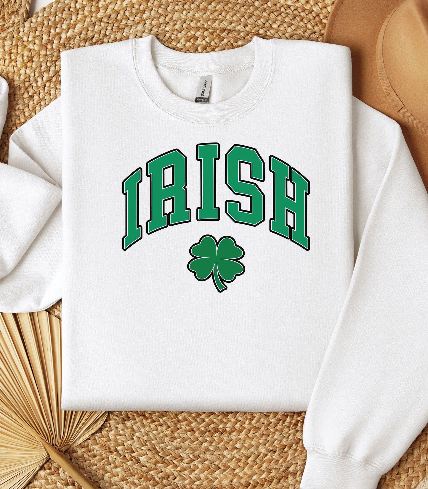IRISH Shamrock St. Patricks Day Sweatshirt, Classic Varsity Style