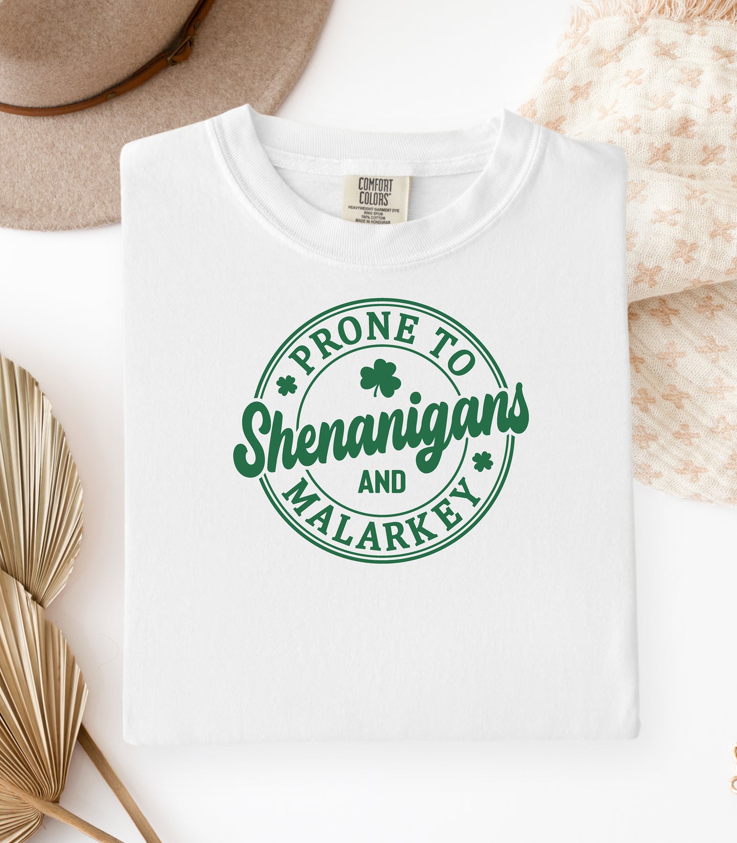 Prone to Shenanigans and Malarkey T-shirt, St. Patricks Day Shamrock Tee