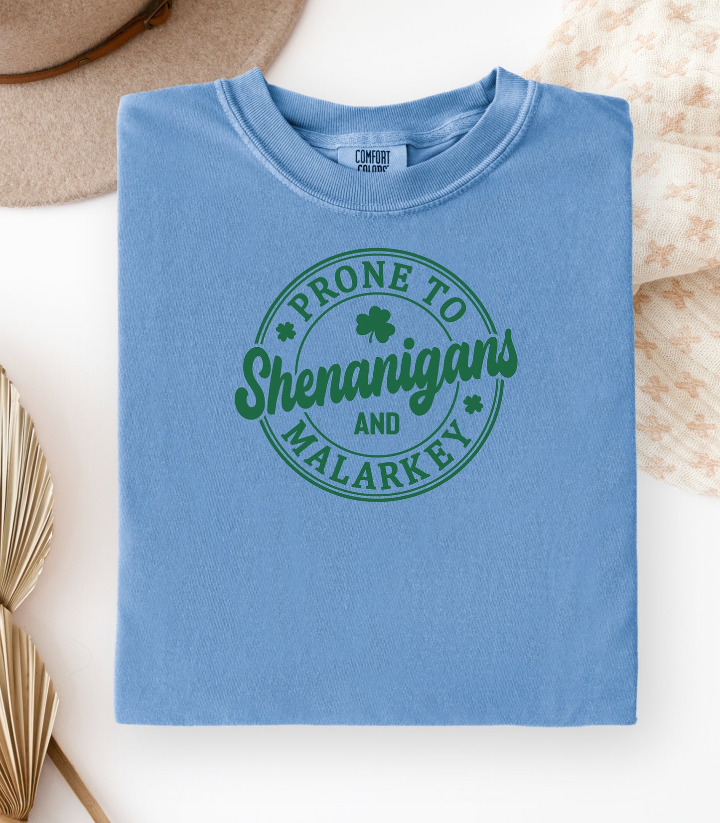 Prone to Shenanigans and Malarkey T-shirt, St. Patricks Day Shamrock Tee