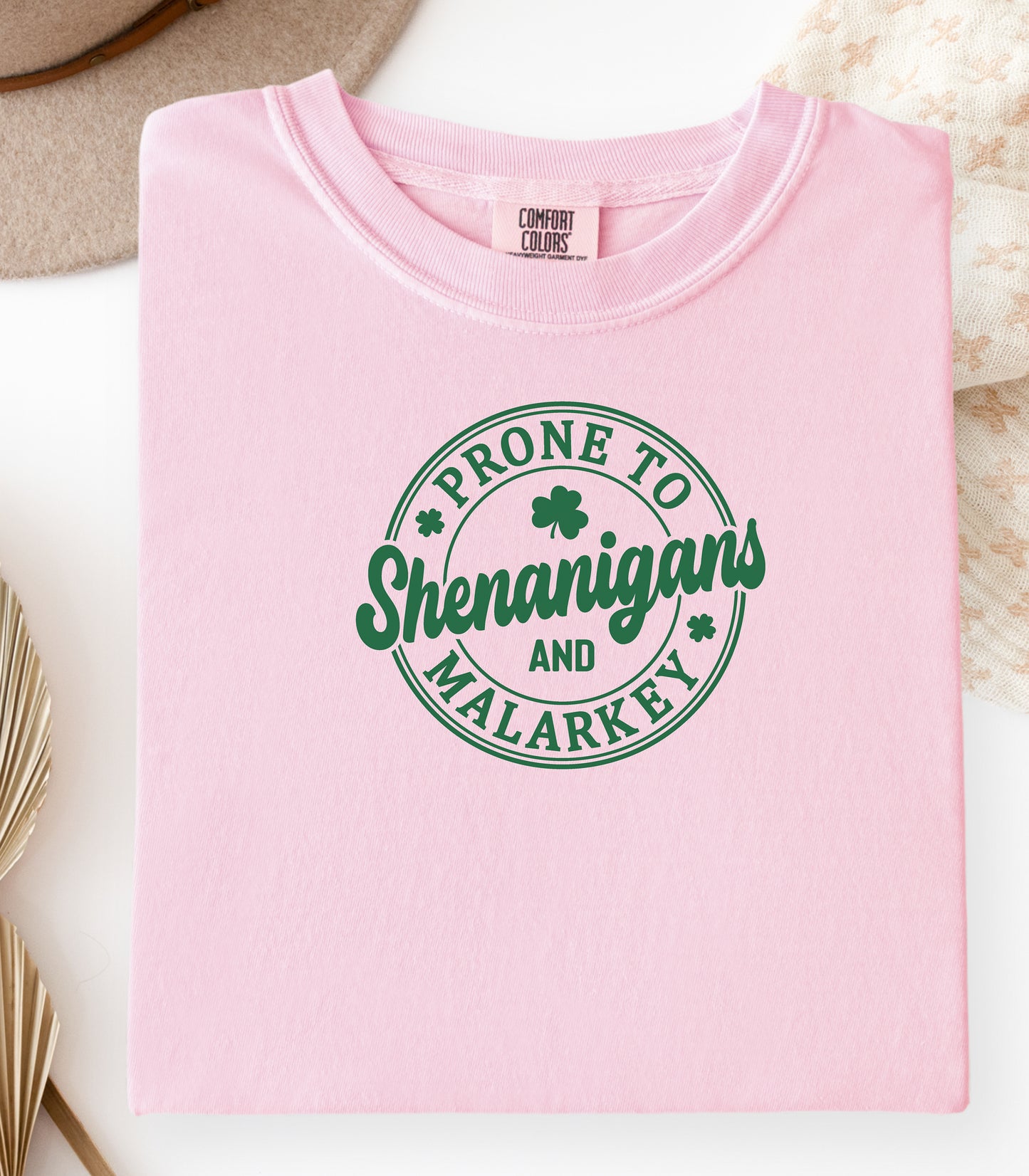 Prone to Shenanigans and Malarkey T-shirt, St. Patricks Day Shamrock Tee