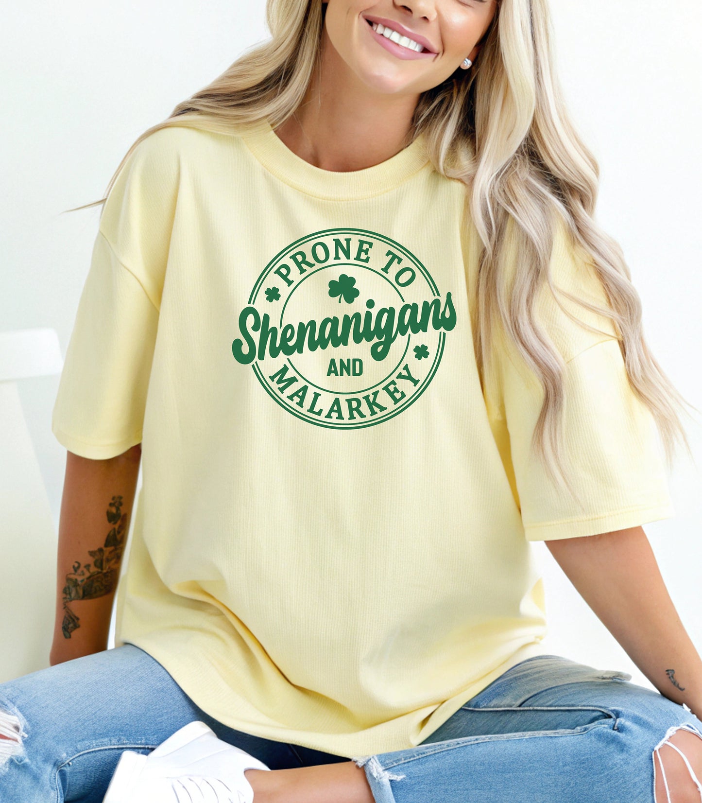 Prone to Shenanigans and Malarkey T-shirt, St. Patricks Day Shamrock Tee