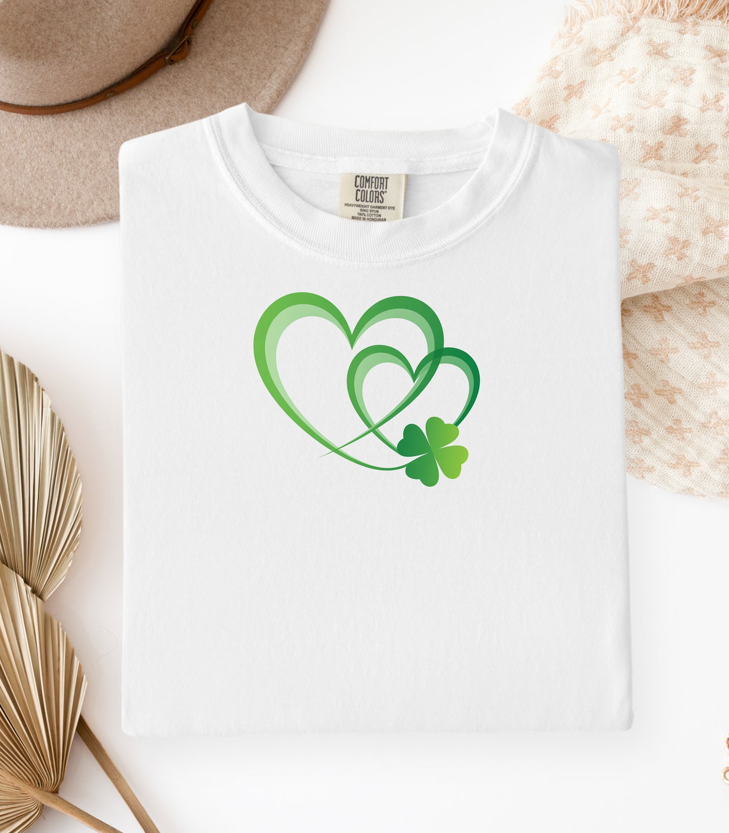 Intertwined Hearts & Shamrock St. Patricks Day T-Shirt, Irish Love Design