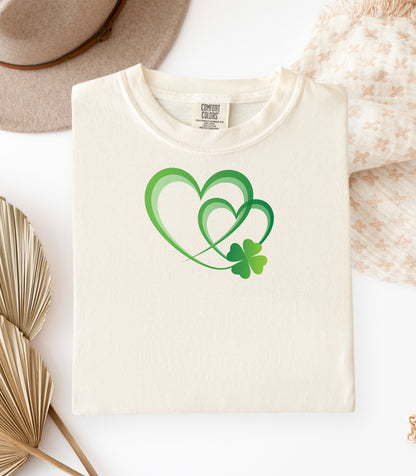 Intertwined Hearts & Shamrock St. Patricks Day T-Shirt, Irish Love Design