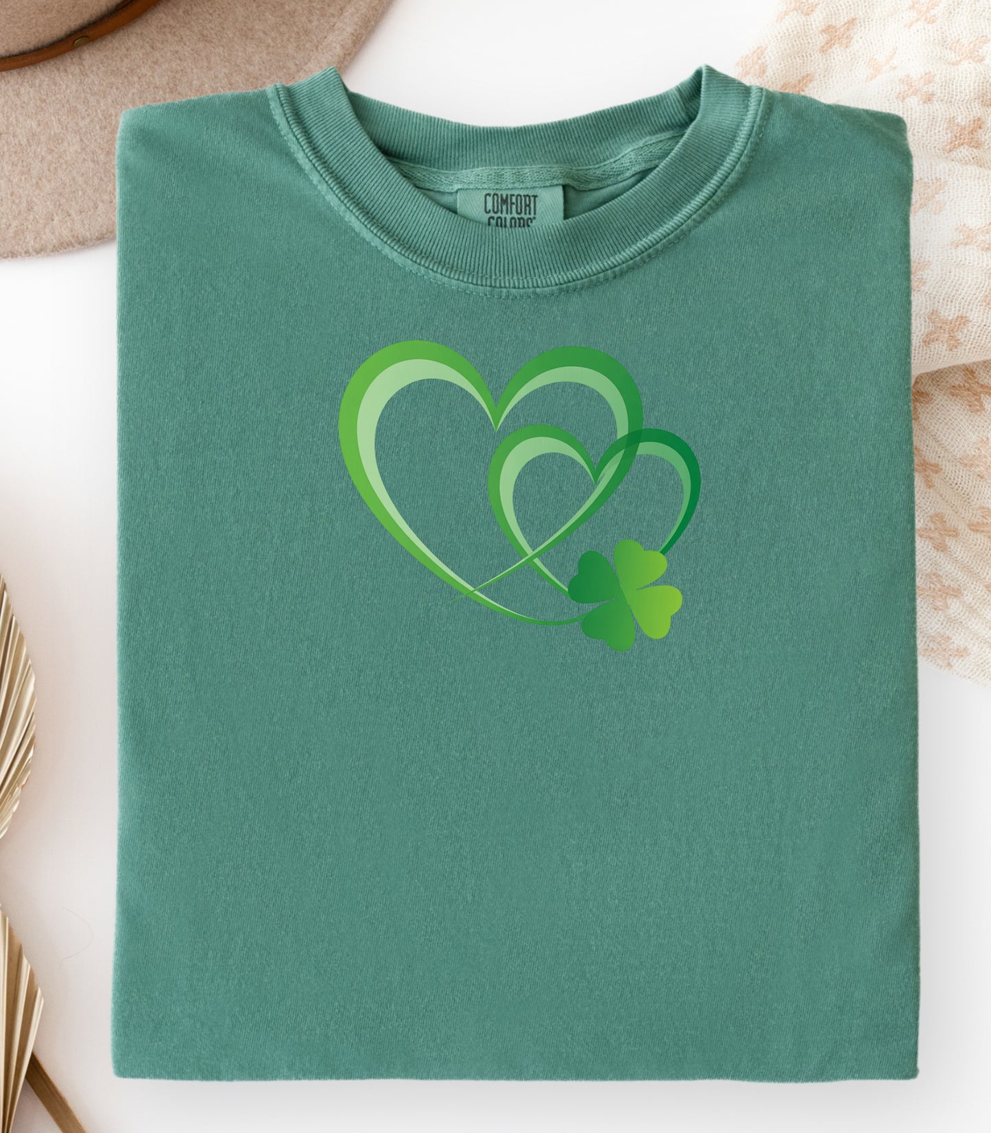 Intertwined Hearts & Shamrock St. Patricks Day T-Shirt, Irish Love Design