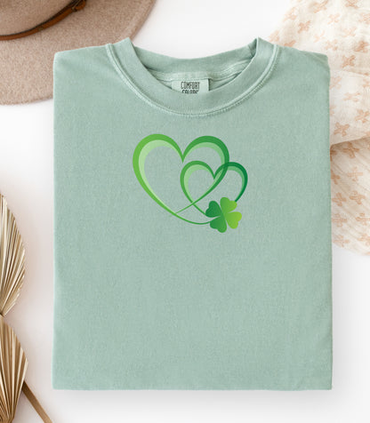 Intertwined Hearts & Shamrock St. Patricks Day T-Shirt, Irish Love Design