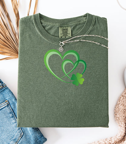 Intertwined Hearts & Shamrock St. Patricks Day T-Shirt, Irish Love Design