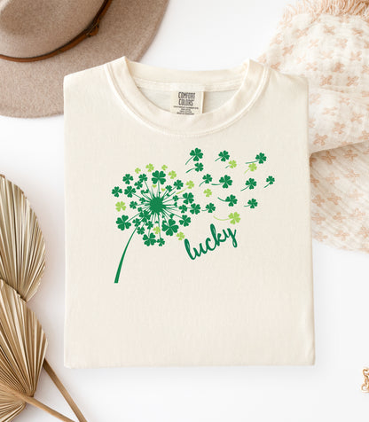 Lucky Four Leaf Clover St. Patricks Day T-Shirt, Whimsical Irish Design, St. Patricks Day Shamrock Tee
