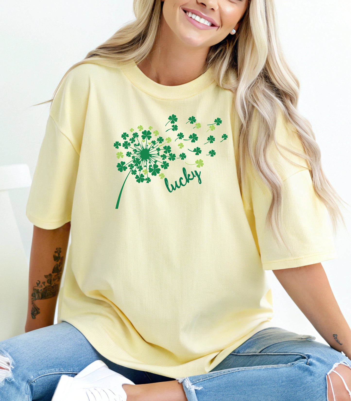 Lucky Four Leaf Clover St. Patricks Day T-Shirt, Whimsical Irish Design, St. Patricks Day Shamrock Tee