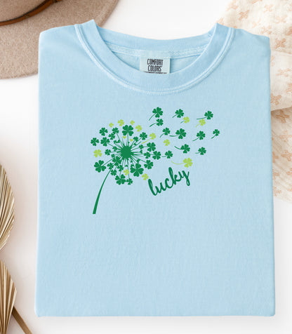 Lucky Four Leaf Clover St. Patricks Day T-Shirt, Whimsical Irish Design, St. Patricks Day Shamrock Tee