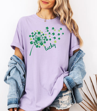 Lucky Four Leaf Clover St. Patricks Day T-Shirt, Whimsical Irish Design, St. Patricks Day Shamrock Tee