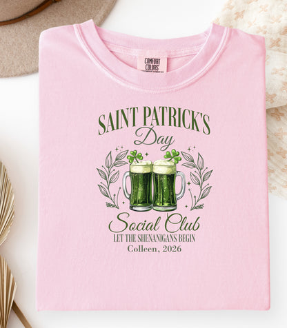 Personalized St. Patricks Day Social Club T-Shirt, Saint Patricks Day Green Beer T-shirt, St. Patricks Day Pub Club Tee