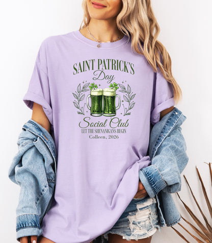 Personalized St. Patricks Day Social Club T-Shirt, Saint Patricks Day Green Beer T-shirt, St. Patricks Day Pub Club Tee