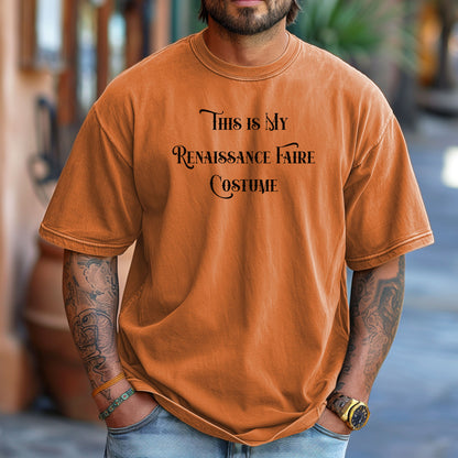 Yam T-shirt featuring the humorous phrase “This Is My Renaissance Faire Costume” in an elegant medieval-style font. Perfect for fairgoers who prefer a simple, casual outfit while enjoying the festivities, jousting, and entertainment at a Renaissance Faire. Ideal for fans of witty, themed apparel.
