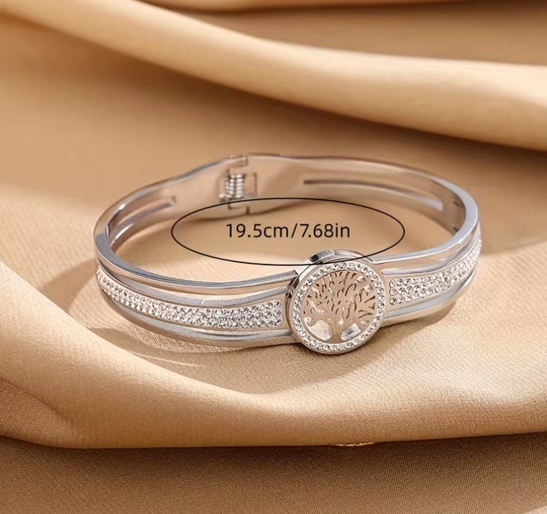 Tree of Life Sparkle Cuff Bracelet | Elegant Nature-Inspired Jewelry